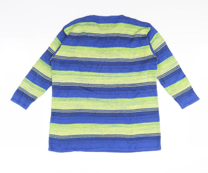 Olsen Womens Blue Striped  Pullover Jumper Size 12