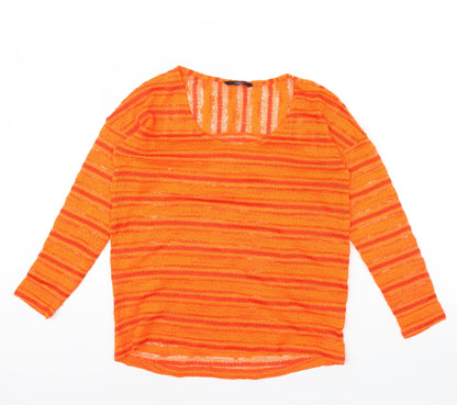 Next Womens Orange Striped  Pullover Jumper Size 8