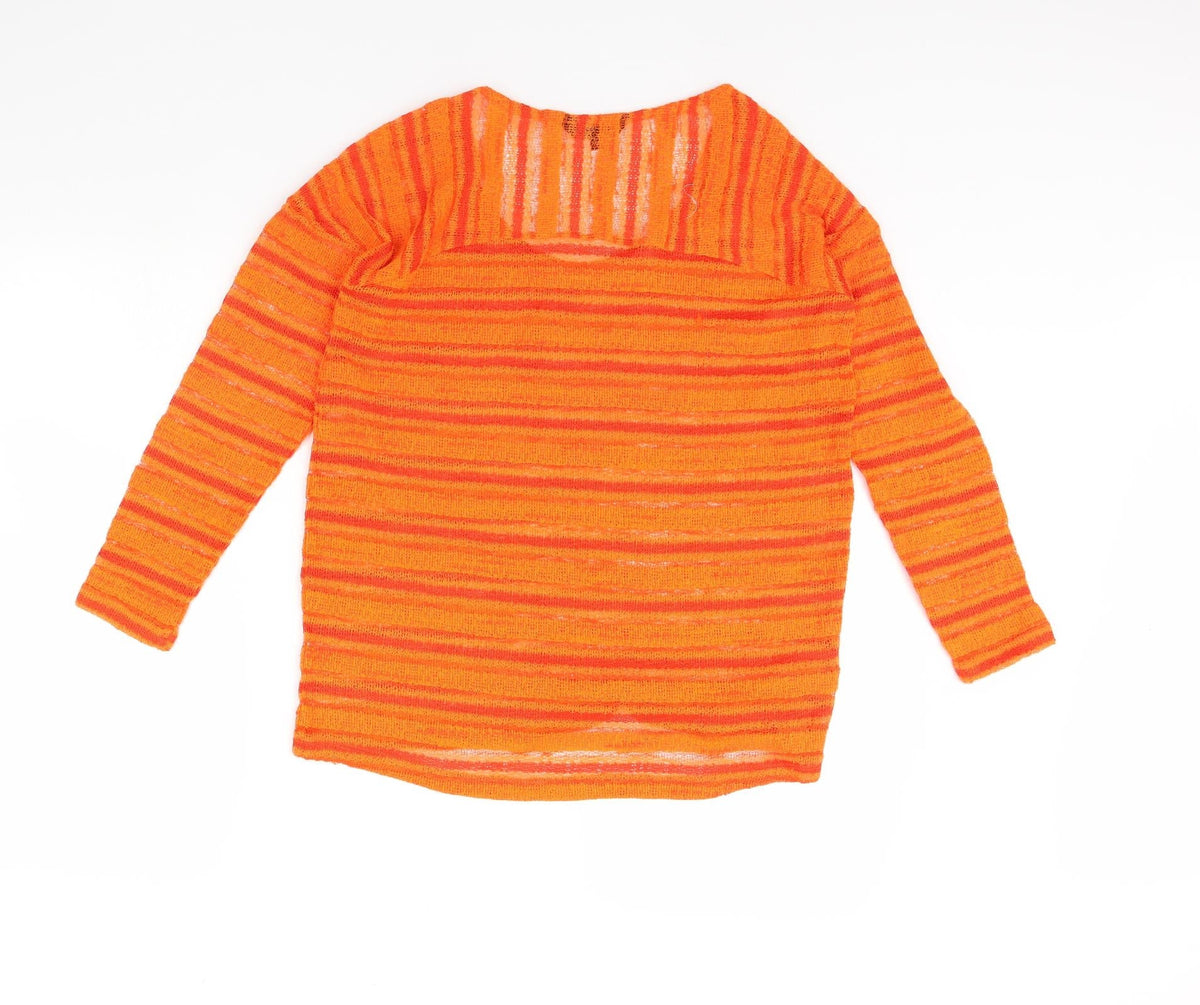 Next Womens Orange Striped  Pullover Jumper Size 8