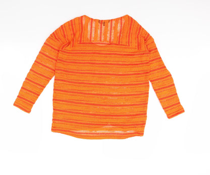 Next Womens Orange Striped  Pullover Jumper Size 8