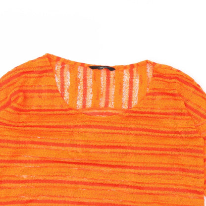 Next Womens Orange Striped  Pullover Jumper Size 8