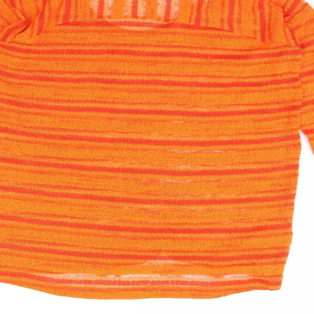Next Womens Orange Striped  Pullover Jumper Size 8