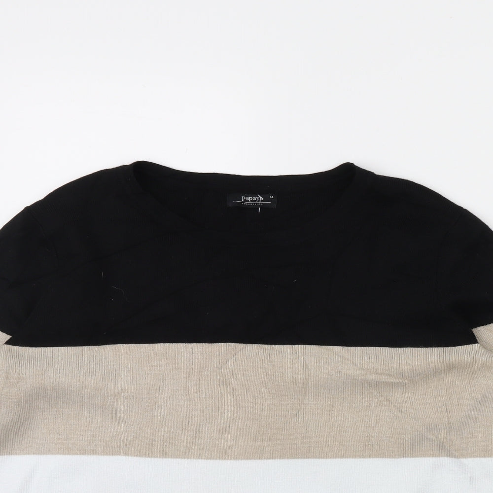 Close-up detail of Papaya women’s black jumper, size UK 14