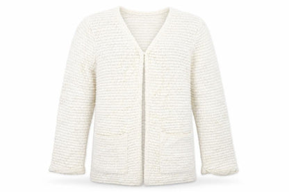 Front view of John Lewis girls’ beige jacket, size 11, years