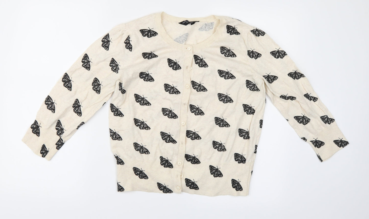 Dorothy Perkins Womens Ivory Animal Print  Cardigan Jumper Size 16