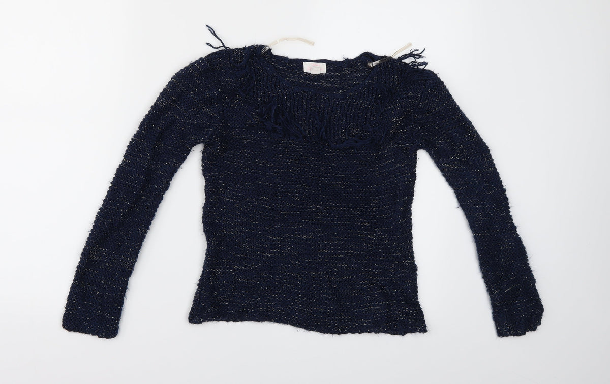 Additional front view of Pumpkin Patch women’s blue basic blouse, size UK 10