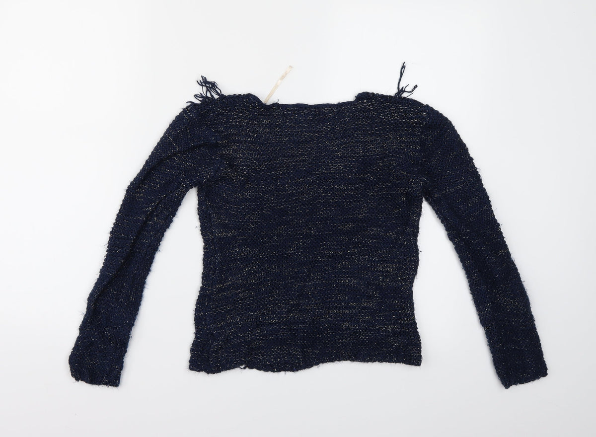 Back view of Pumpkin Patch women’s blue basic blouse, size UK 10