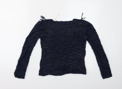 Back view of Pumpkin Patch women’s blue basic blouse, size UK 10