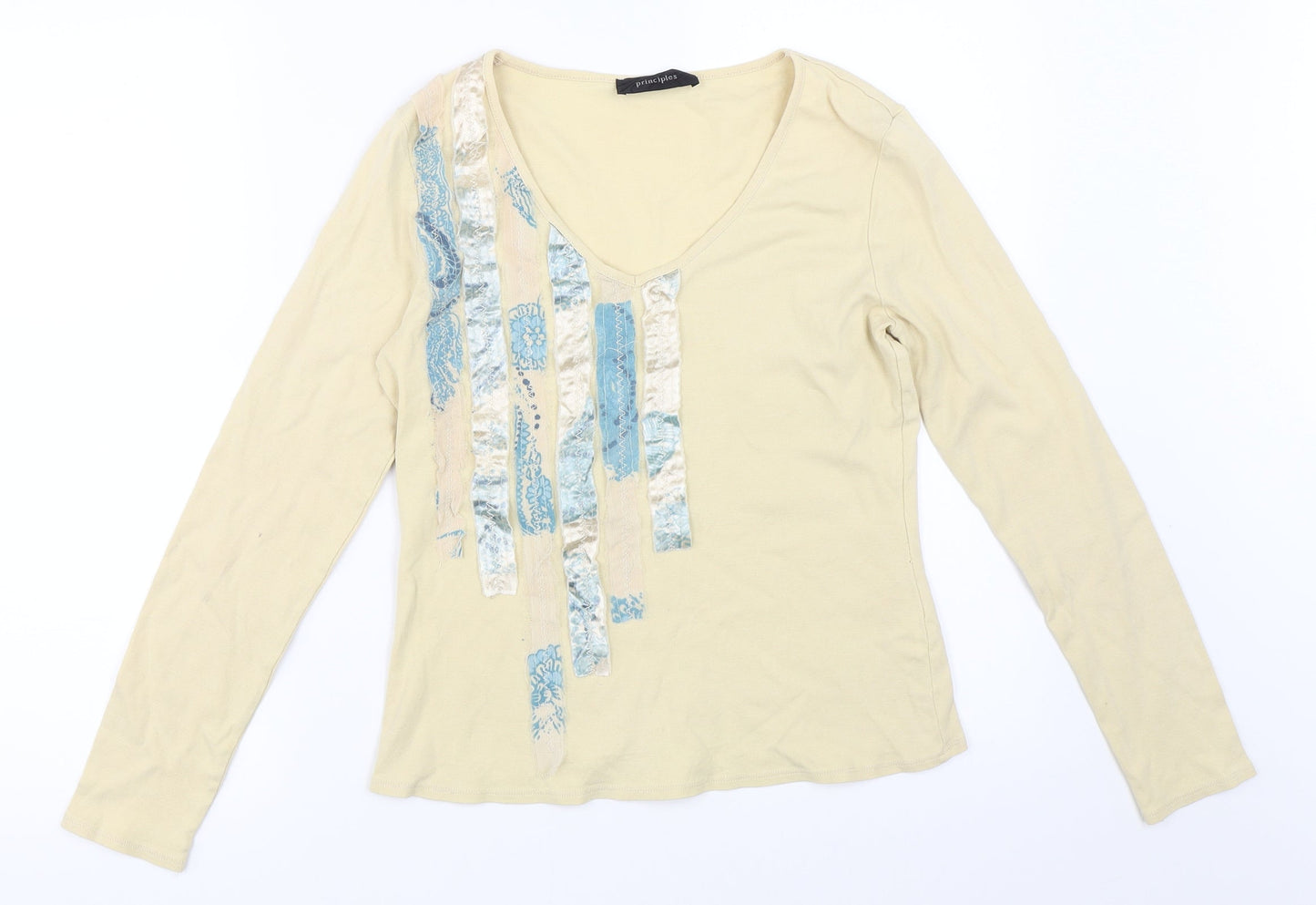 Womens UK Size 14 Principles Beige Basic T-Shirt