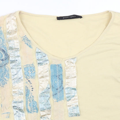 Womens UK Size 14 Principles Beige Basic T-Shirt