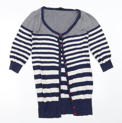 Topshop Womens Blue Striped  Cardigan Jumper Size 10