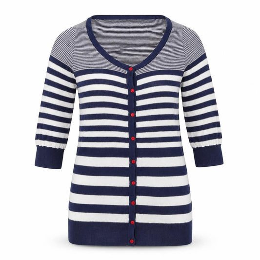 Topshop Womens Blue Striped  Cardigan Jumper Size 10