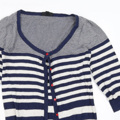 Topshop Womens Blue Striped  Cardigan Jumper Size 10