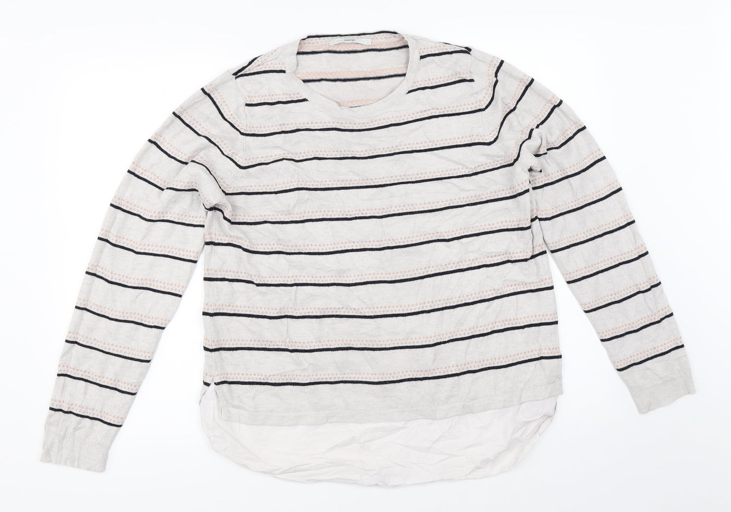 George Womens Grey Striped  Pullover Jumper Size 14