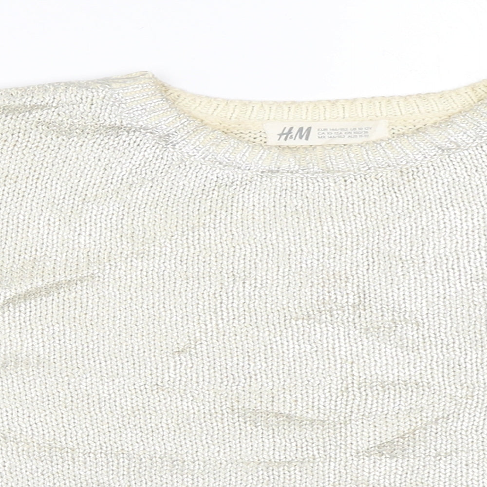 H&M Girls Gold   Pullover Jumper Size 11-12 Years