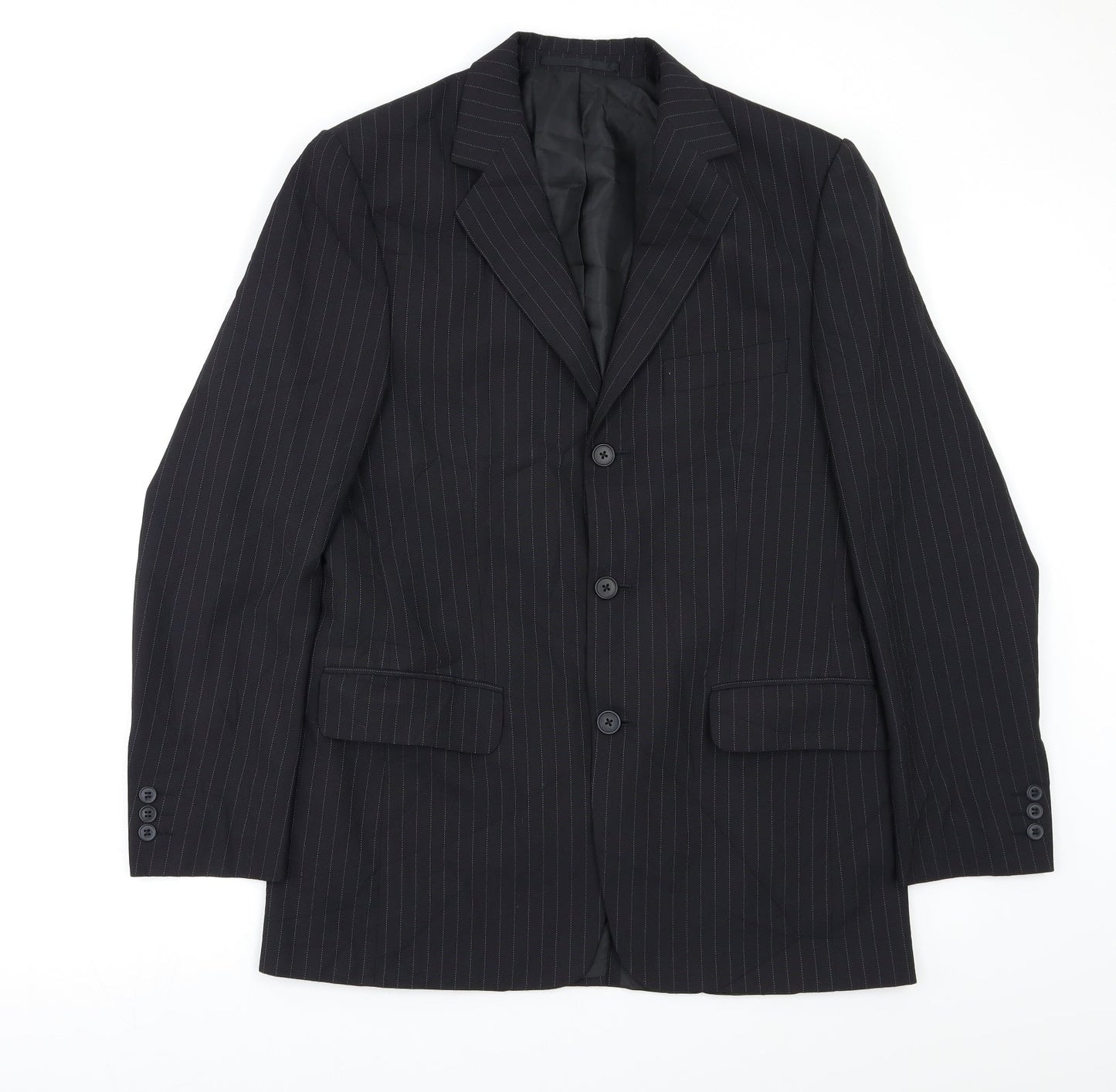 F&F Mens Black Striped  3 Piece Blazer Size 38