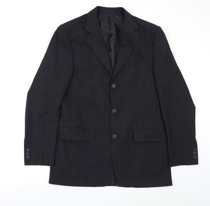 F&F Mens Black Striped  3 Piece Blazer Size 38