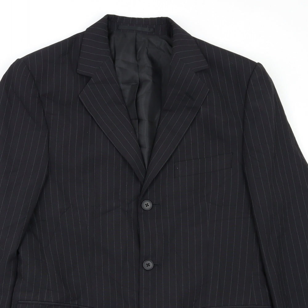F&F Mens Black Striped  3 Piece Blazer Size 38