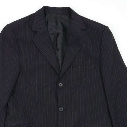 F&F Mens Black Striped  3 Piece Blazer Size 38