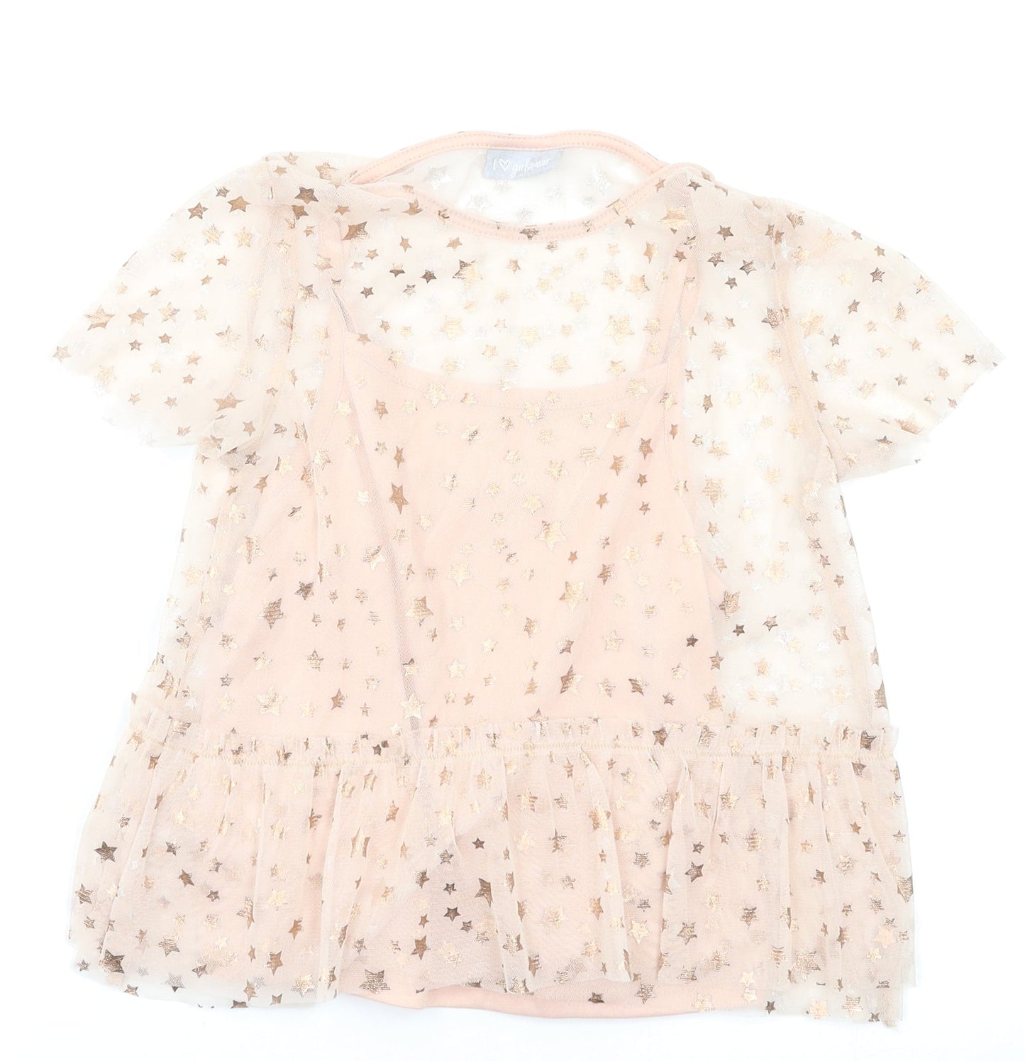 I love Girlswear Girls Pink Geometric  Pullover Blouse Size 7 Years  - Stars