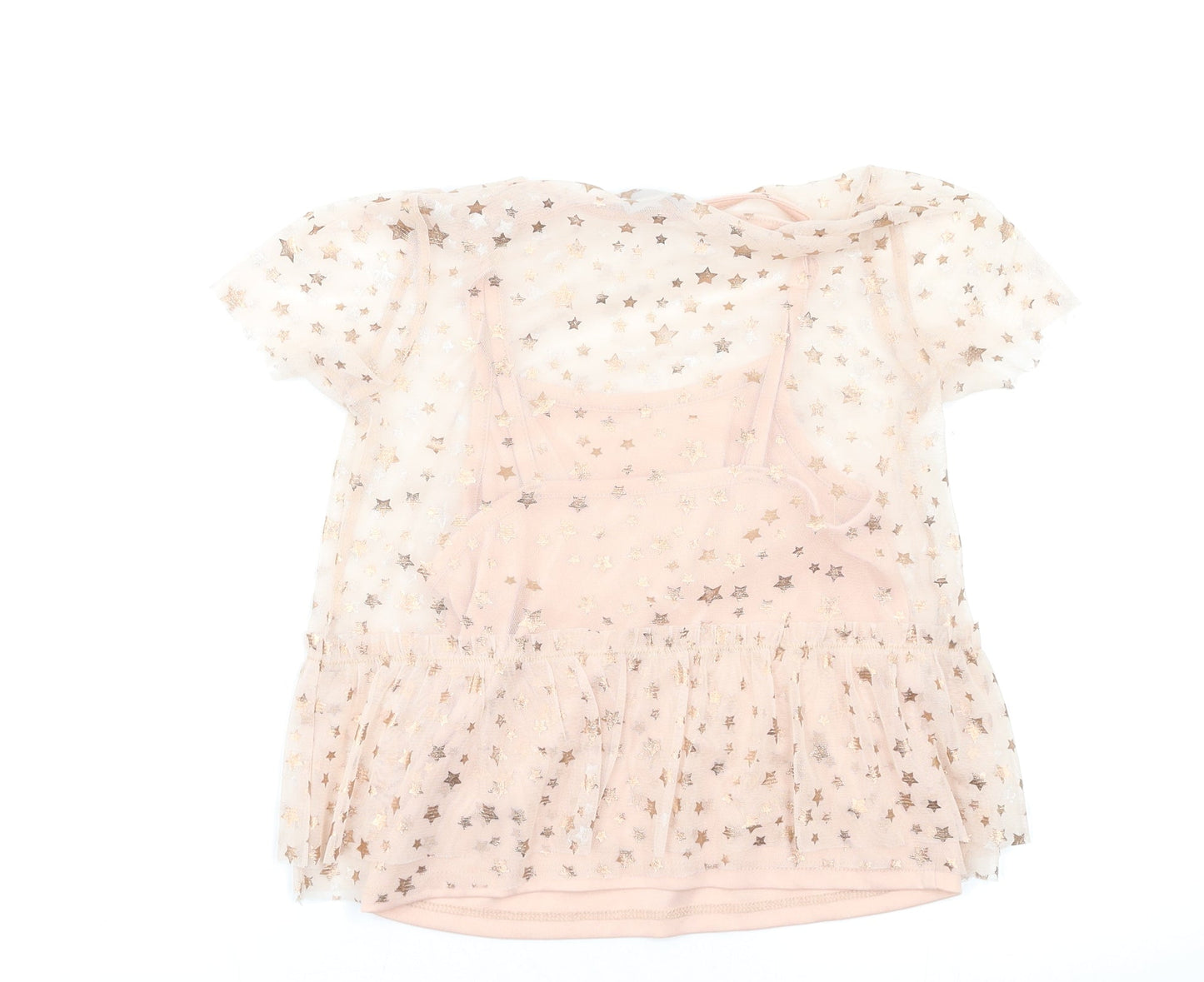 I love Girlswear Girls Pink Geometric  Pullover Blouse Size 7 Years  - Stars