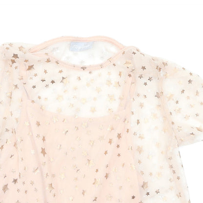 I love Girlswear Girls Pink Geometric  Pullover Blouse Size 7 Years  - Stars