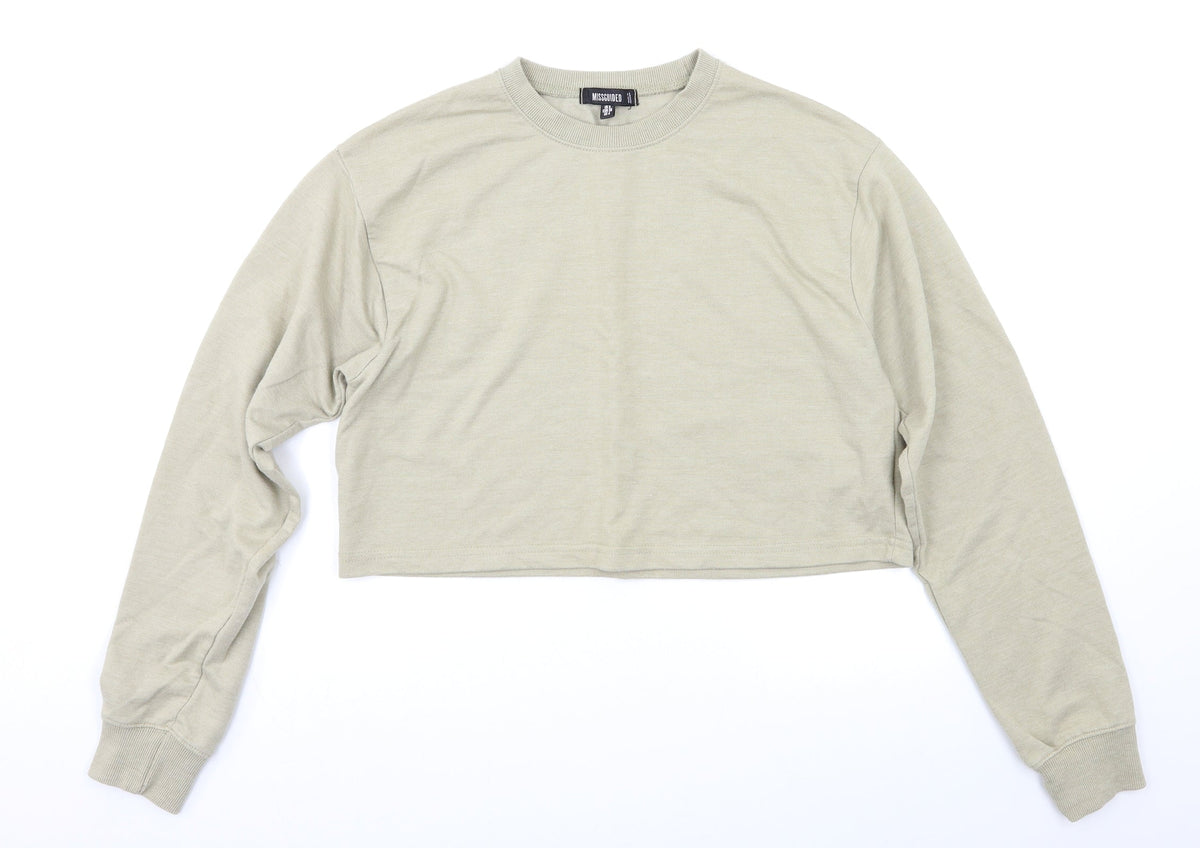 Additional front view of Missguided women’s beige pullover sweatshirt, size S