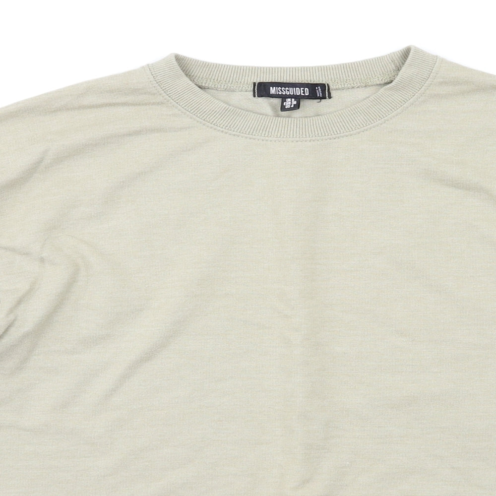 Close-up detail of Missguided women’s beige pullover sweatshirt, size S