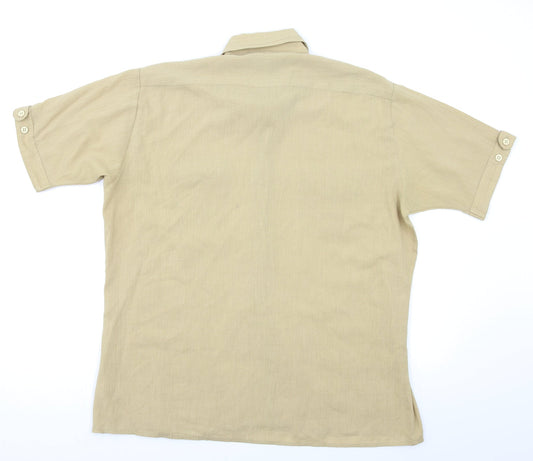 Mens UK Size L Nemus Beige  Button-Up Short Sleeve Casual Shirt