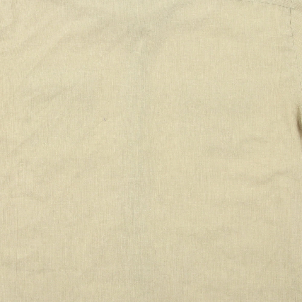 Mens UK Size L Nemus Beige  Button-Up Short Sleeve Casual Shirt