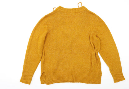 Jaqueline de Yong Womens Yellow   Pullover Jumper Size L