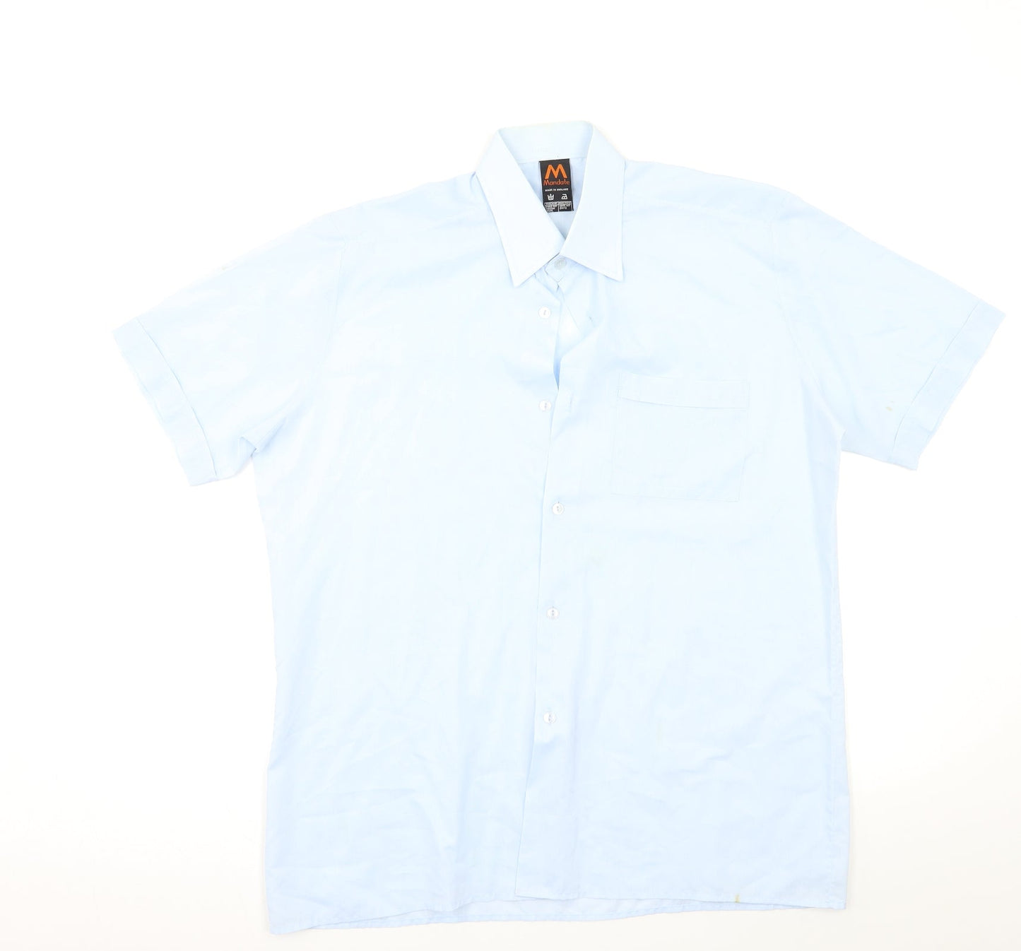 Mens UK Size L mandate Blue  Button-Up Short Sleeve Casual Shirt