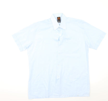 Mens UK Size L mandate Blue  Button-Up Short Sleeve Casual Shirt