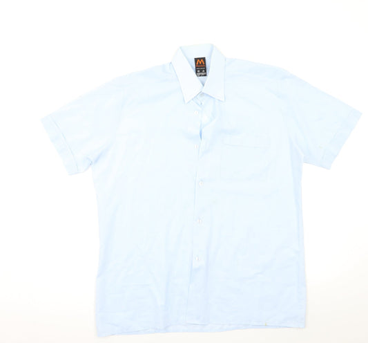 Mens UK Size L mandate Blue  Button-Up Short Sleeve Casual Shirt