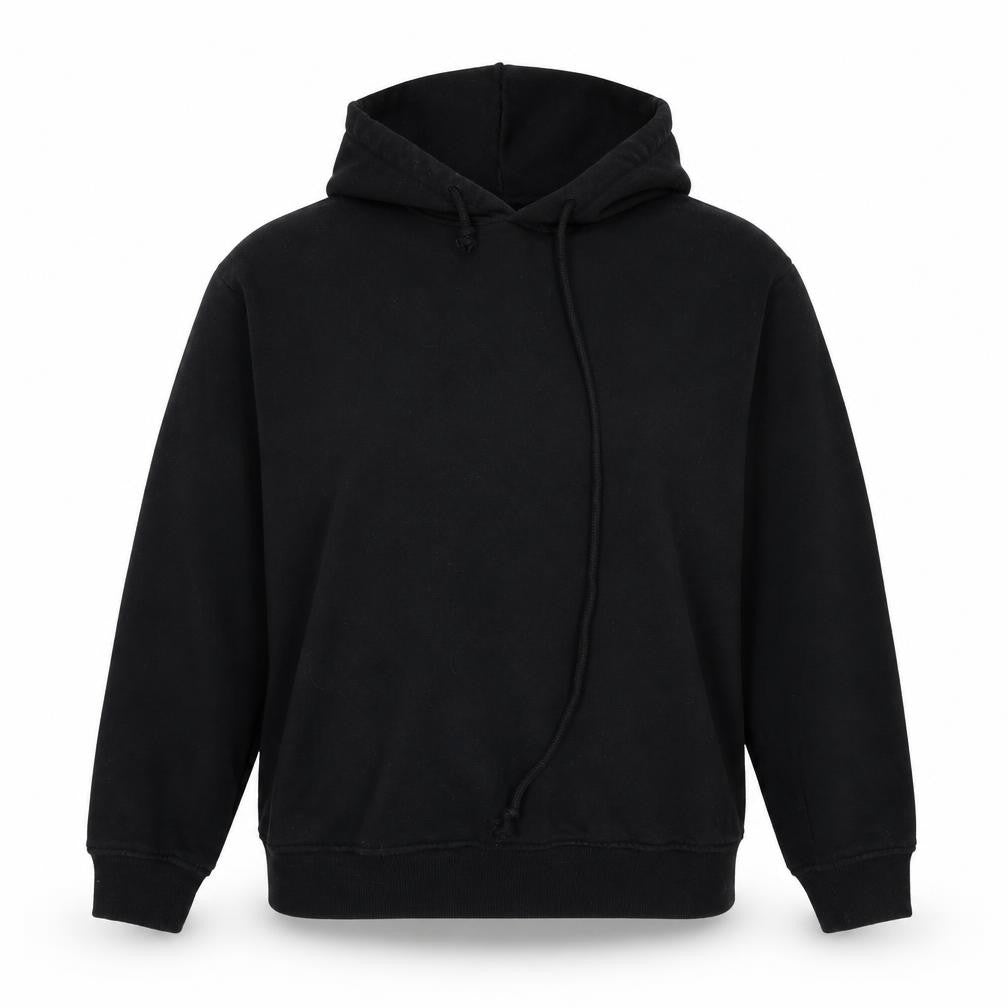 Front view of Missguided women’s black pullover hoodie, size S