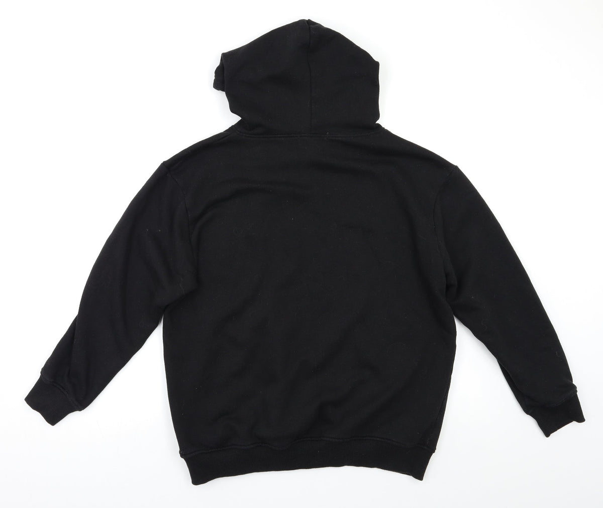 Back view of Missguided women’s black pullover hoodie, size S