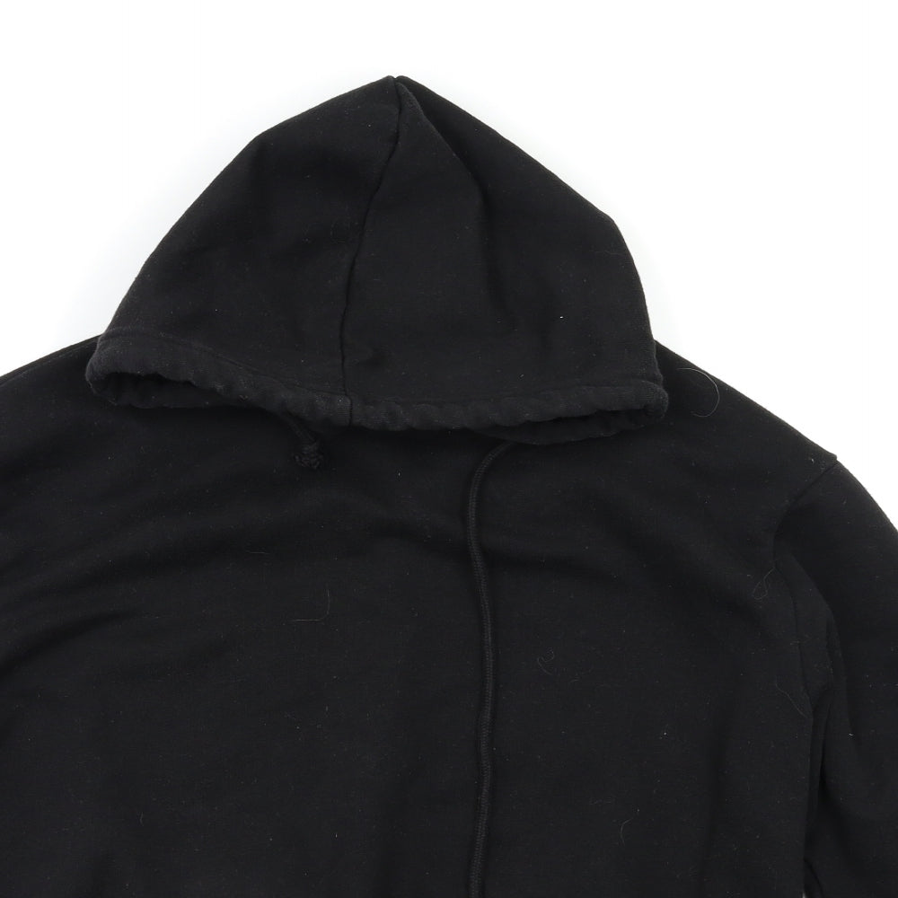 Close-up detail of Missguided women’s black pullover hoodie, size S