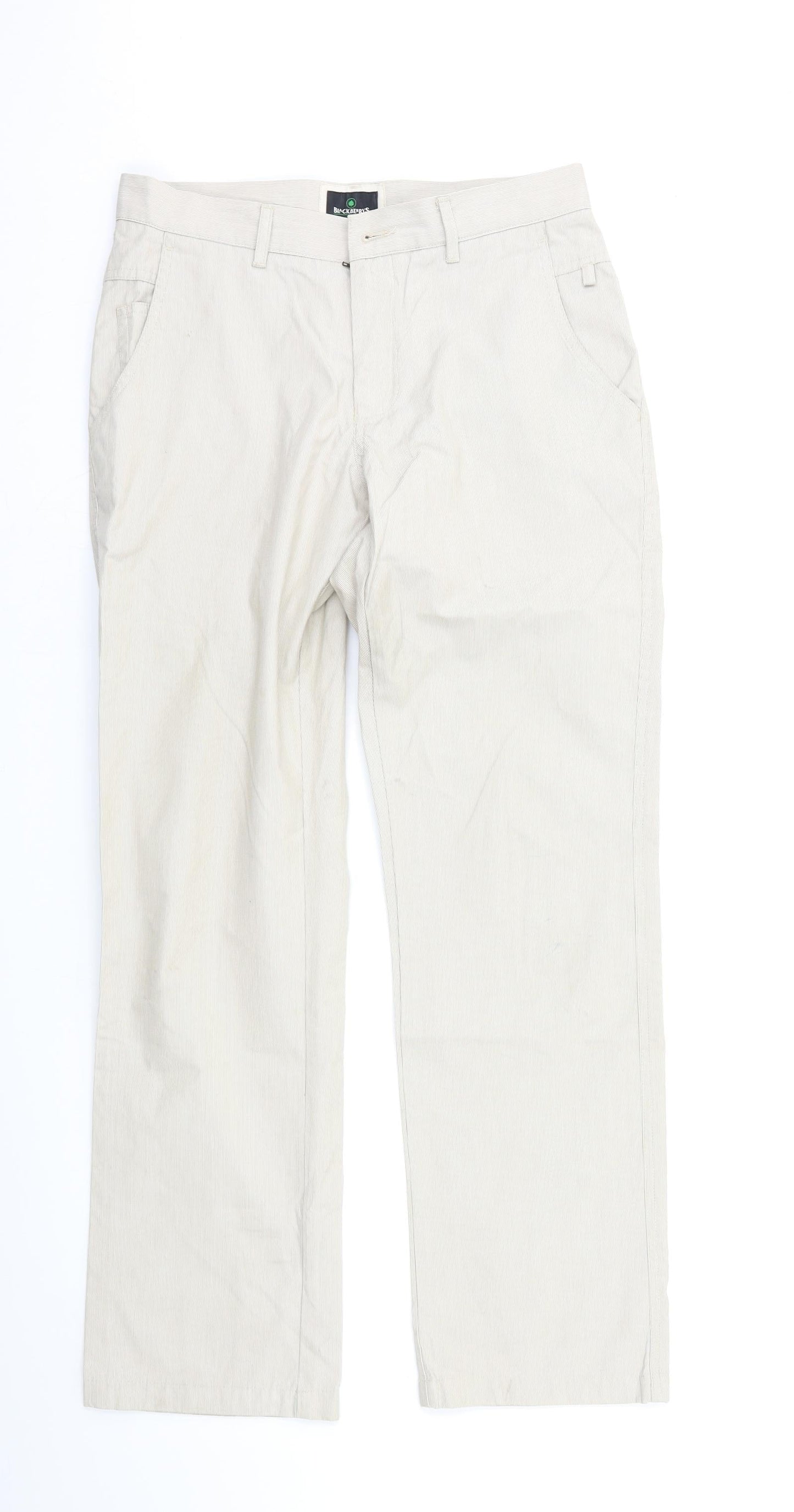 Blackberrys Womens Beige Striped  Chino Trousers Size S L30 in