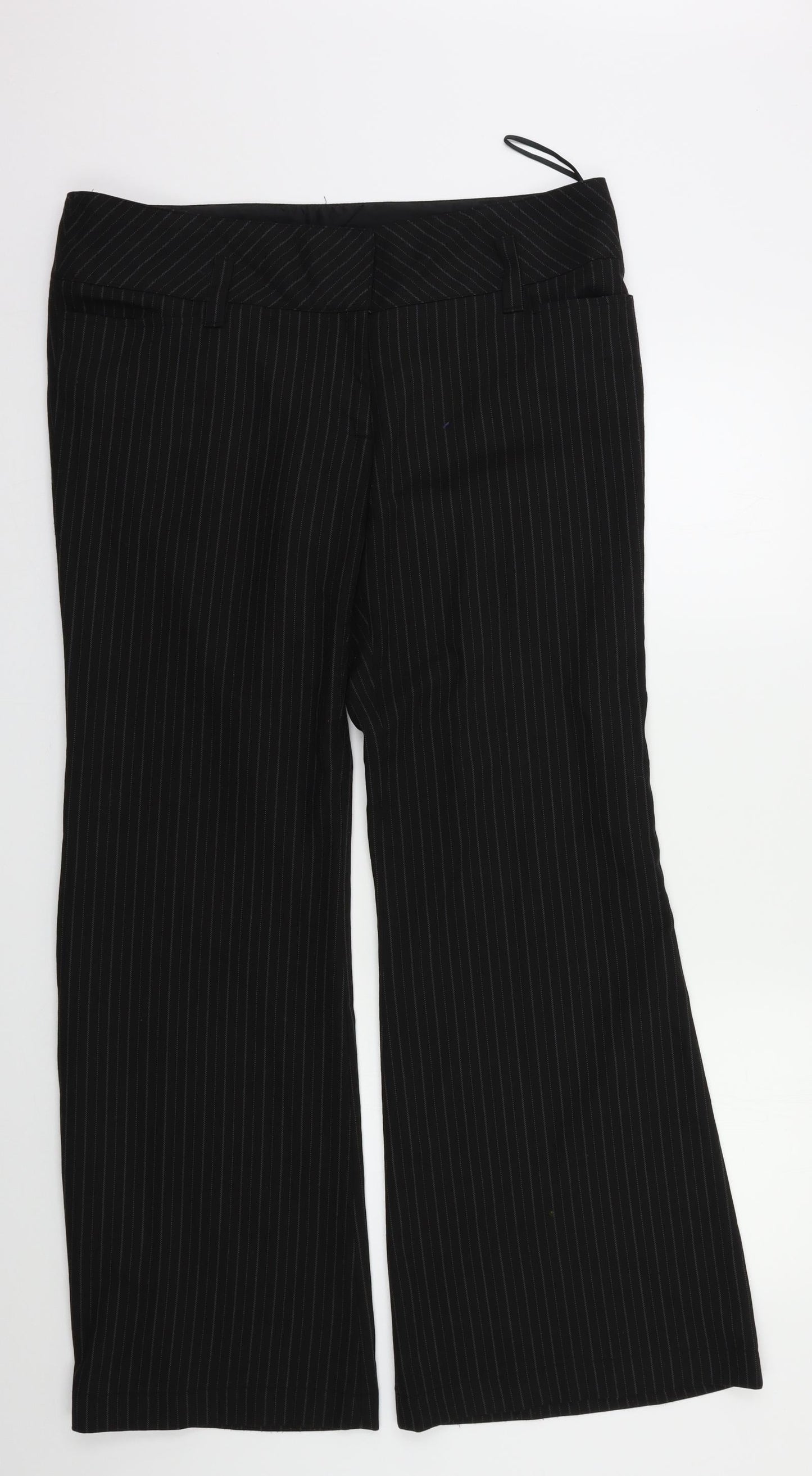 Preworn` Womens Black Striped  Dress Pants Trousers Size 16 L28 in