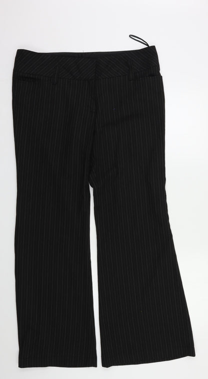Preworn` Womens Black Striped  Dress Pants Trousers Size 16 L28 in
