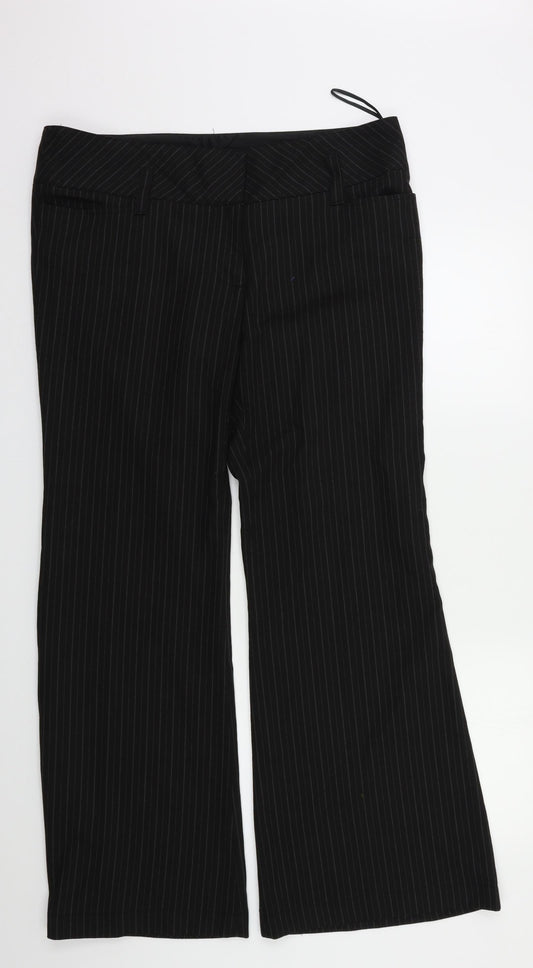 Preworn` Womens Black Striped  Dress Pants Trousers Size 16 L28 in