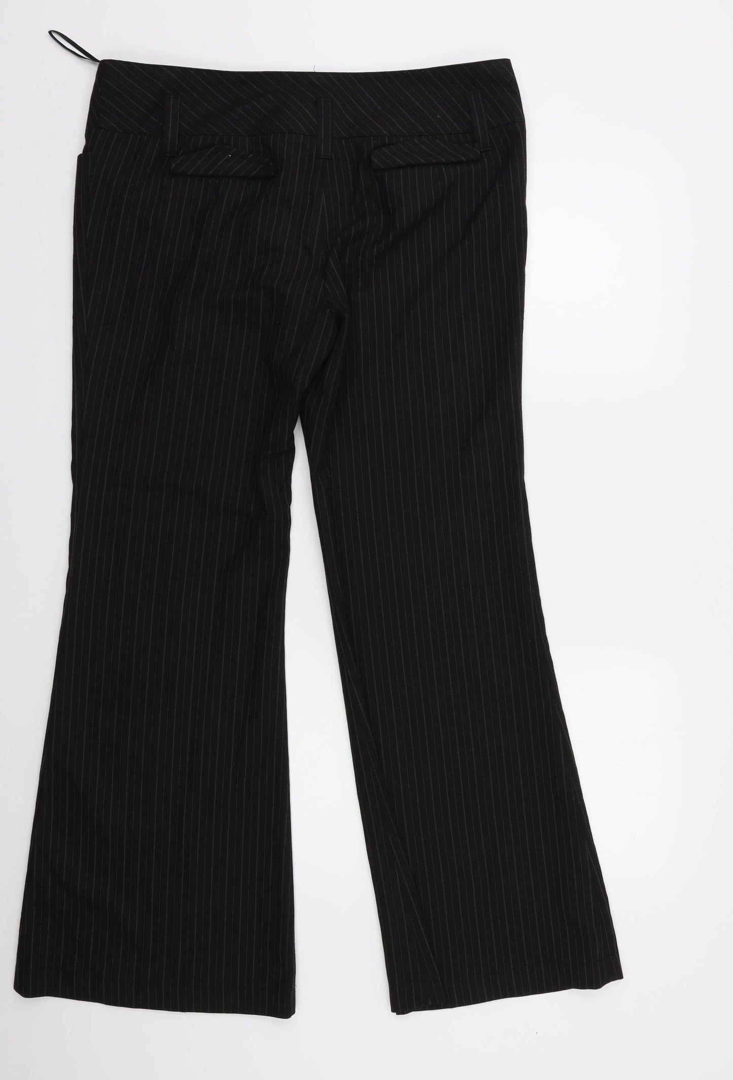 Preworn` Womens Black Striped  Dress Pants Trousers Size 16 L28 in