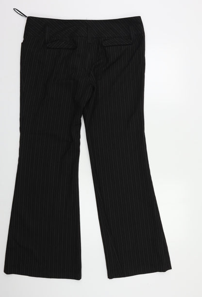Preworn` Womens Black Striped  Dress Pants Trousers Size 16 L28 in