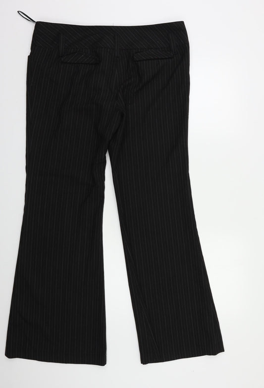 Preworn` Womens Black Striped  Dress Pants Trousers Size 16 L28 in