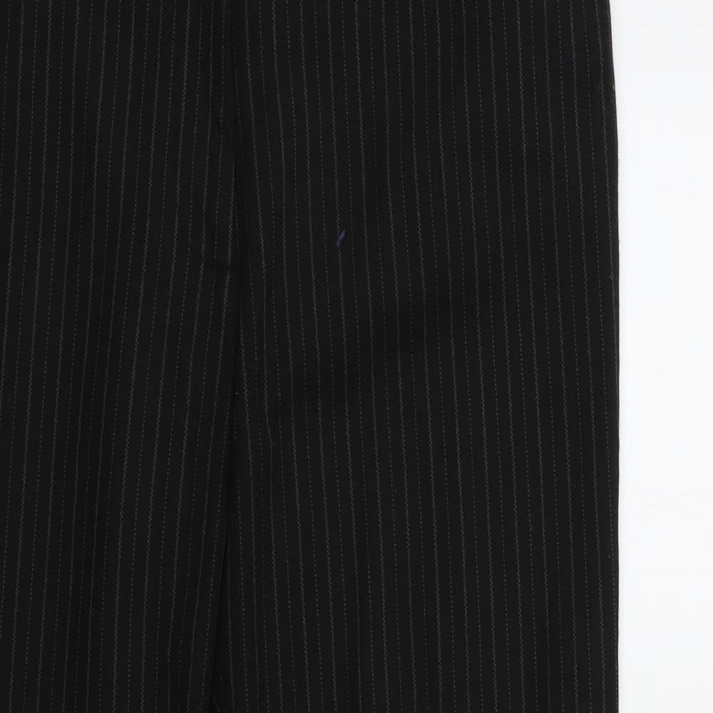 Preworn` Womens Black Striped  Dress Pants Trousers Size 16 L28 in