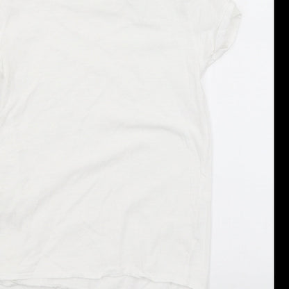 Brand and care label for Very girls’ white basic t-shirt, size 8, years