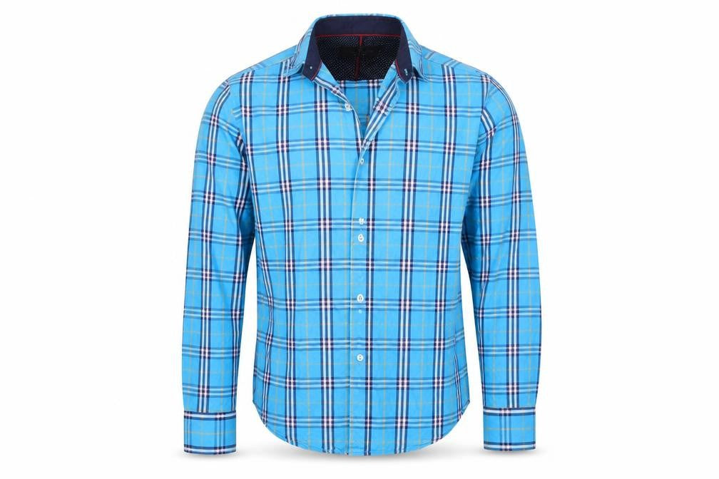 Mens UK Size 34 Being Animal Blue  Button-Up Long Sleeve Casual Shirt