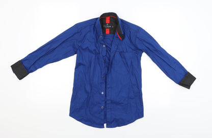 Mens UK Size 34 Being Human Blue  Button-Up Long Sleeve Casual Shirt