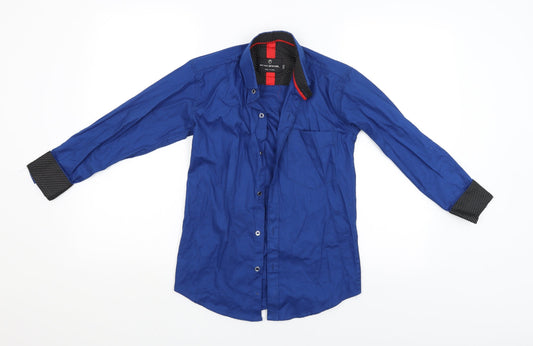 Mens UK Size 34 Being Human Blue  Button-Up Long Sleeve Casual Shirt