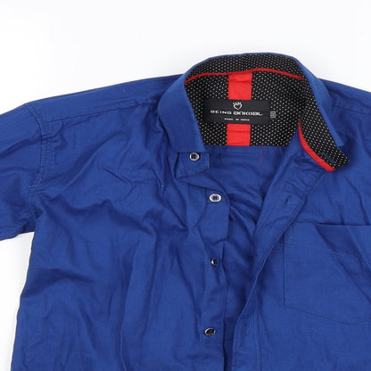 Mens UK Size 34 Being Human Blue  Button-Up Long Sleeve Casual Shirt